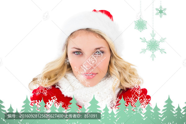 金發(fā)女人戴著圣誕帽的復(fù)合形象