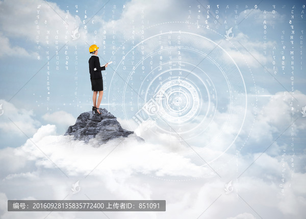 建筑師戴著安全帽的復(fù)合形象