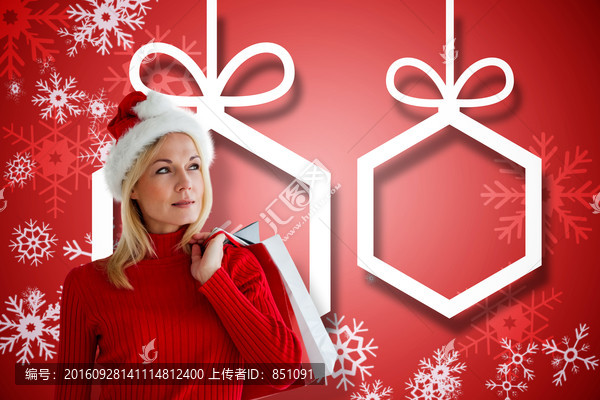 女人穿著圣誕裝的復(fù)合形象