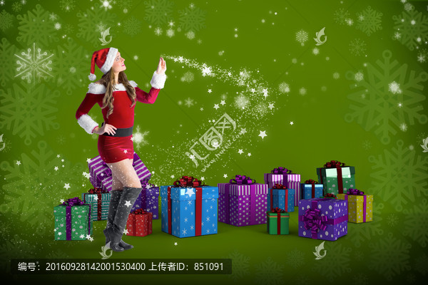 漂亮女孩穿著圣誕裝的復(fù)合形象