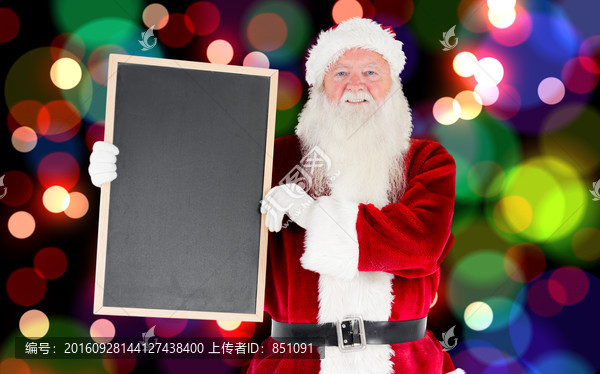 圣诞老人克拿着黑板的复合形象