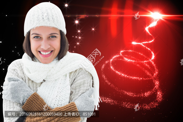 女人微笑著看著鏡頭的復(fù)合形象