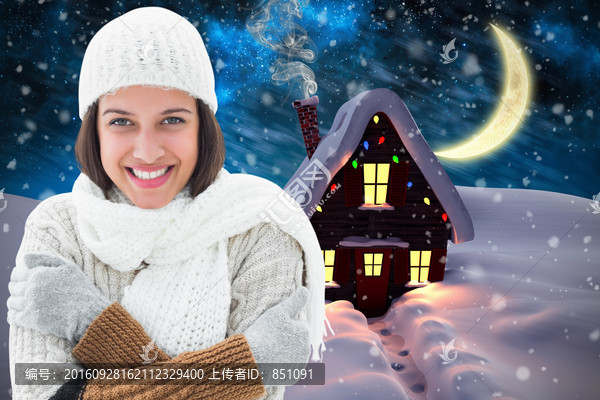 女人微笑著看著鏡頭的復(fù)合形象