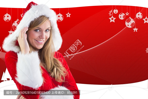 金發(fā)女人穿著圣誕裝的復(fù)合形象