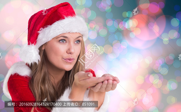 金發(fā)女人穿著圣誕裝的復合形象