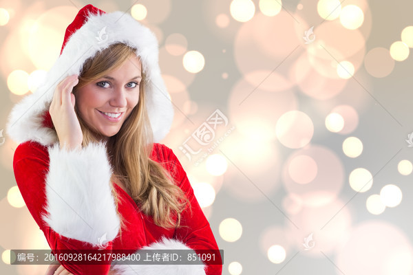 金發(fā)女人穿著圣誕裝的復合形象