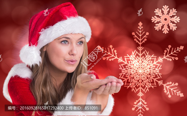 女人穿著圣誕裝微笑的復(fù)合形象