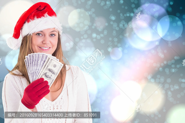 金發(fā)女人拿著紙幣的復合形象