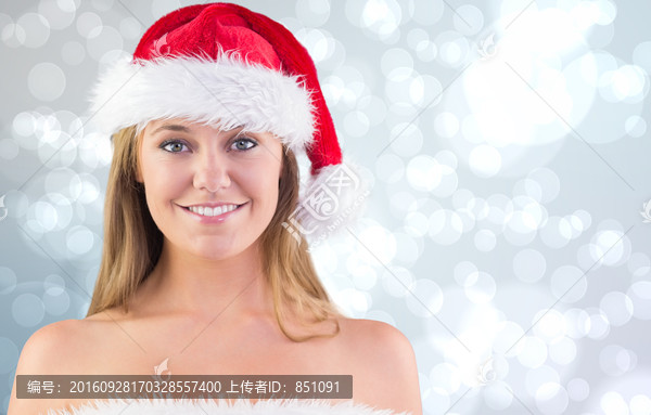 女人戴著圣誕帽的復(fù)合形象