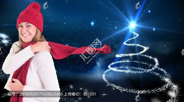 女人微笑著看著鏡頭的復(fù)合形象