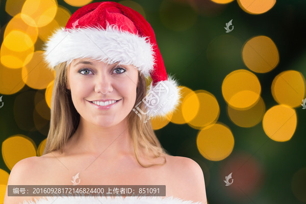 女人戴著圣誕帽的復(fù)合形象