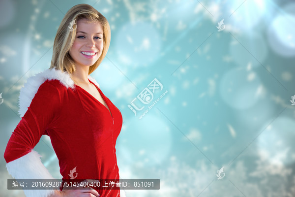 漂亮女人穿著圣誕裝的復(fù)合形象