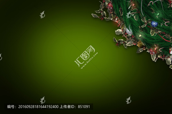 裝飾與綠色背景與圣誕花環(huán)