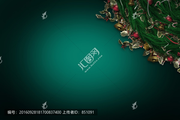 裝飾與綠色背景與圣誕花環(huán)