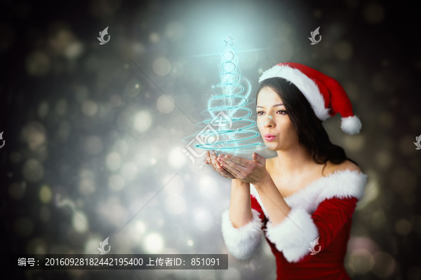 漂亮女孩伸出雙手的復(fù)合形象