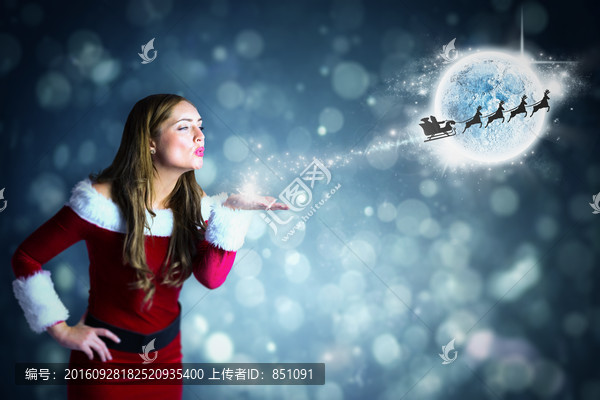 漂亮女人吹著氣的復(fù)合形象