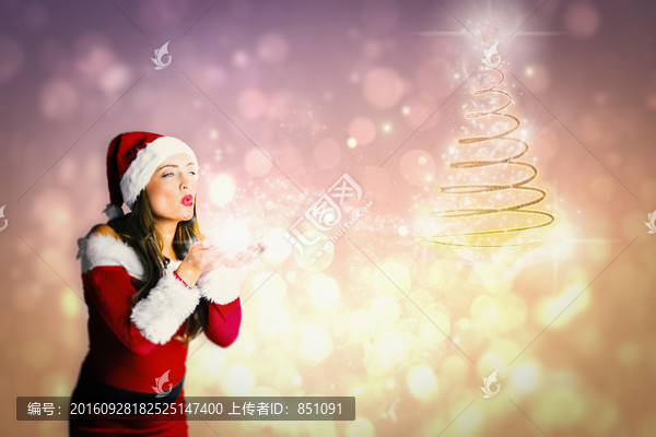 女人穿著圣誕服的復(fù)合形象