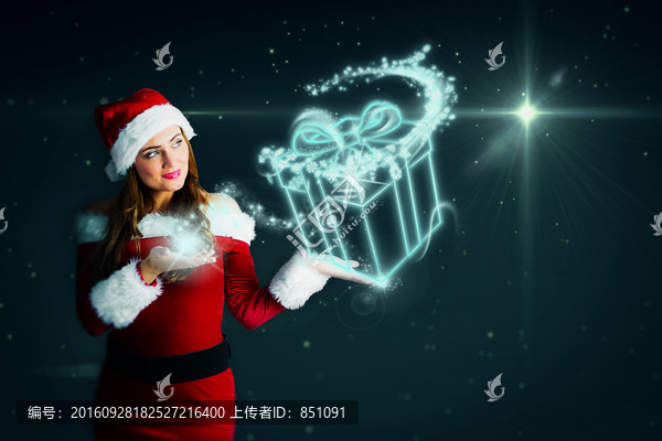 女人穿著圣誕服的復(fù)合形象