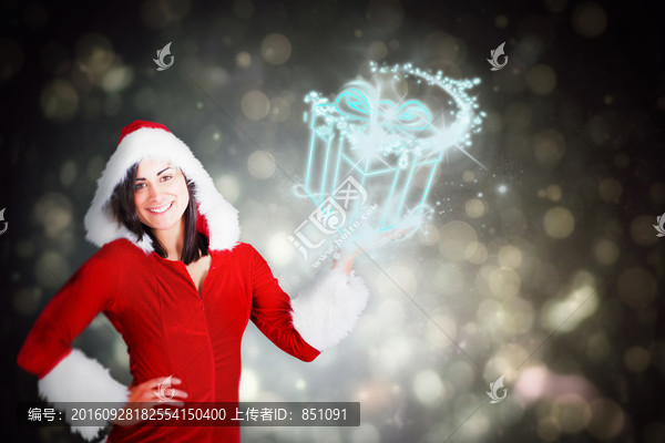 女人穿著圣誕服的復(fù)合形象