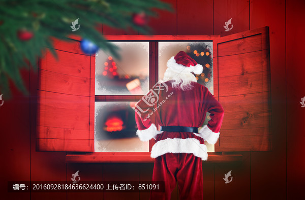 圣誕老人背對著鏡頭的復(fù)合形象