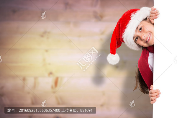 女人戴著圣誕帽的復(fù)合形象