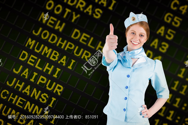 空姐豎起大拇指的復合形象
