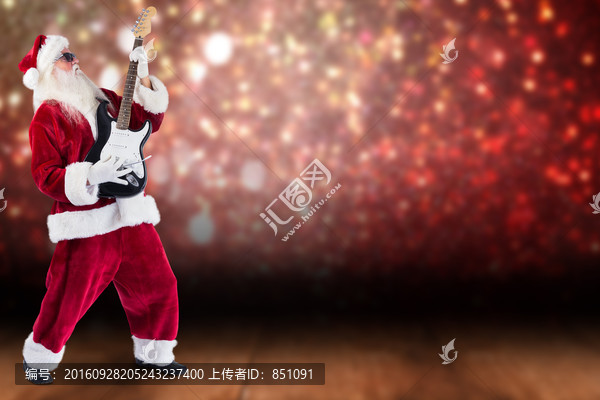 圣誕老人彈電吉他的復(fù)合形象