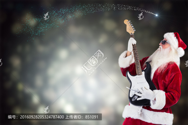 圣诞老人弹电吉他的复合形象