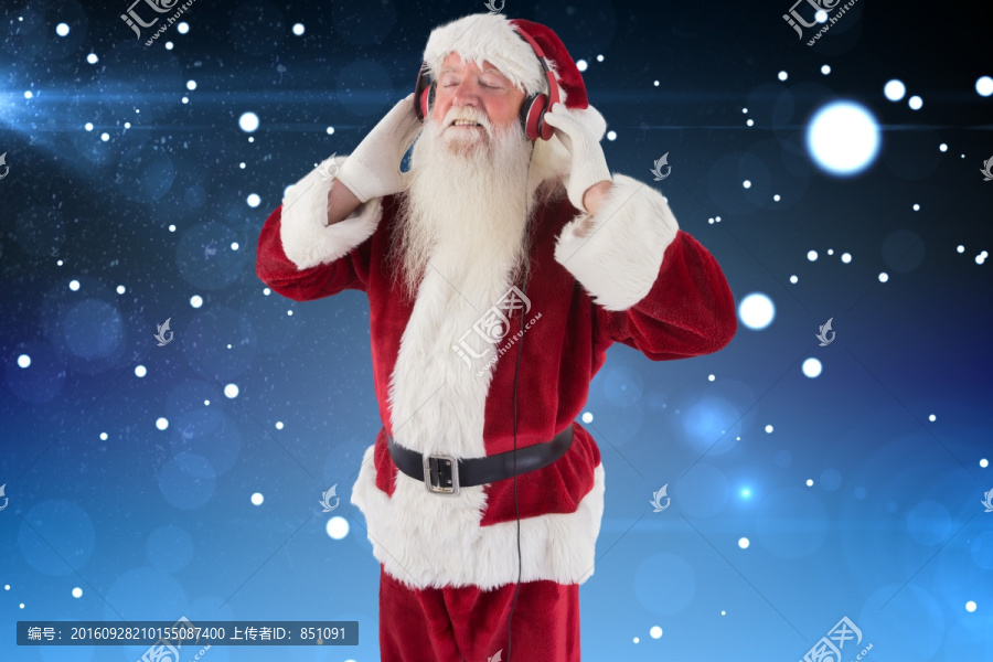 圣诞老人戴着耳机的复合形象