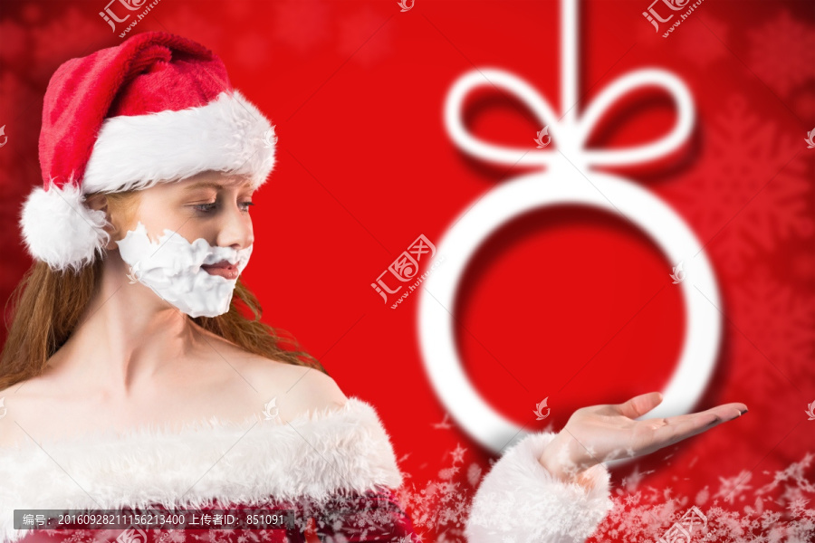 女人穿著圣誕裝的復合形象