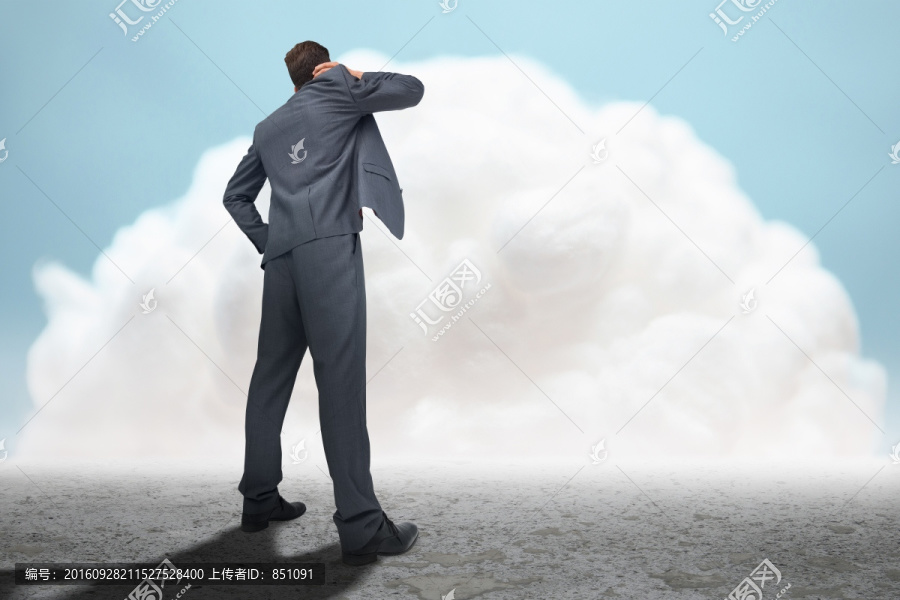 商人背對著鏡頭的復合形象
