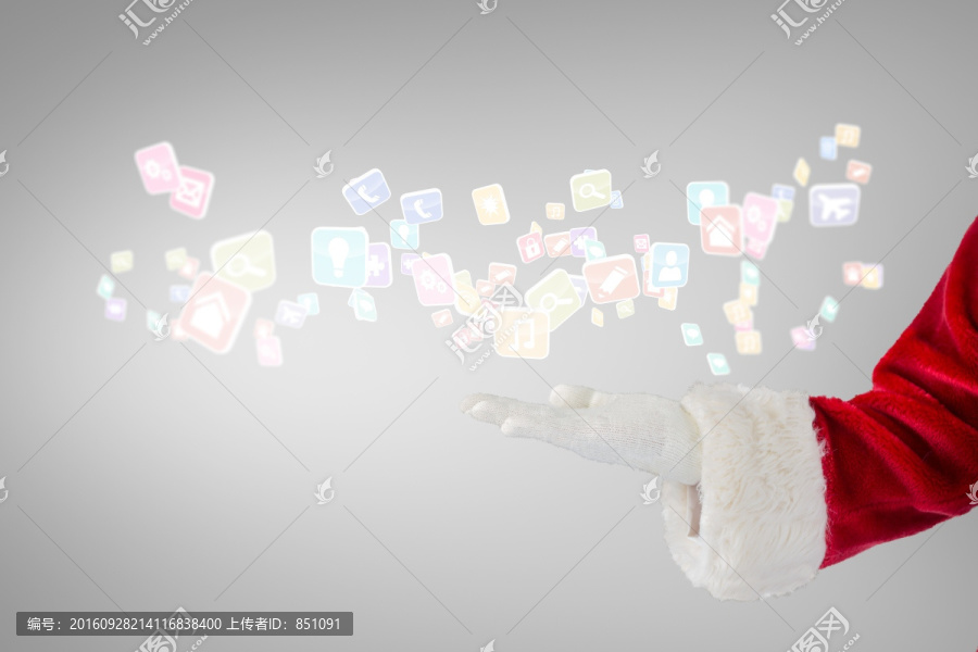 圣誕老人伸出手的復(fù)合形象