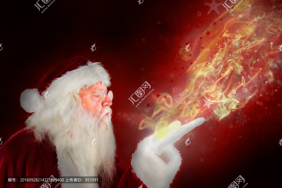 圣誕老人吹氣的復合形象