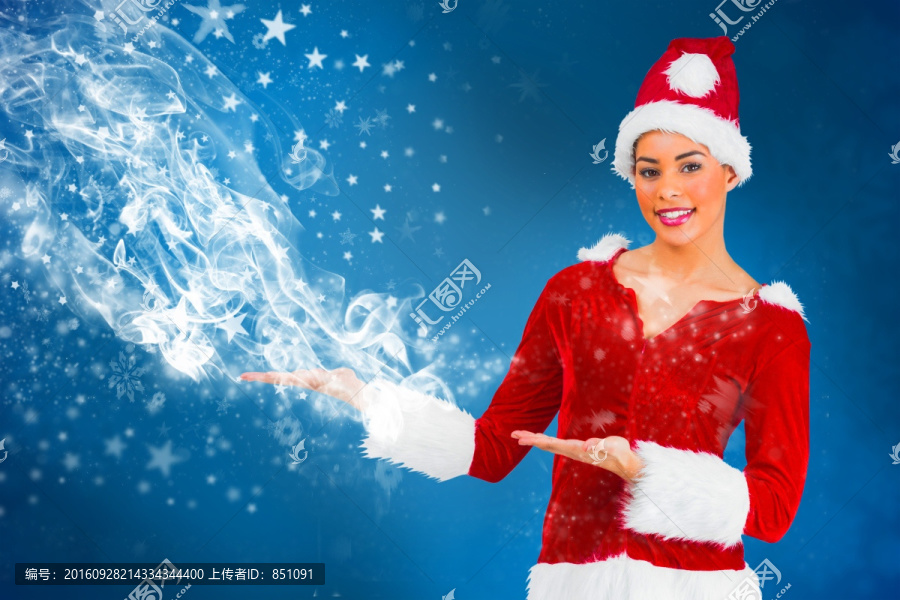 漂亮女人穿著圣誕裝的復(fù)合形象