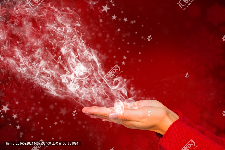 女人伸出手掌的復(fù)合形象