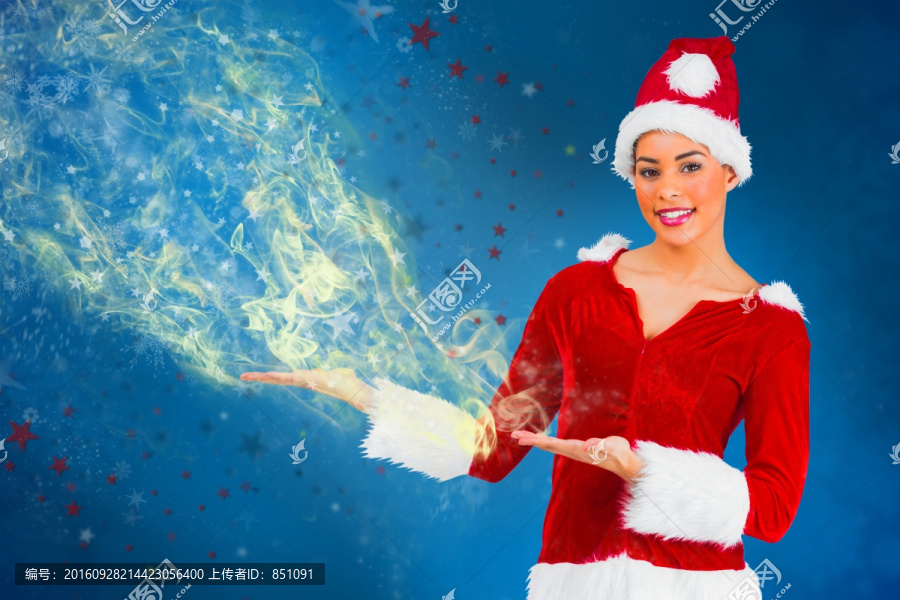 漂亮女人穿著圣誕裝的復(fù)合形象
