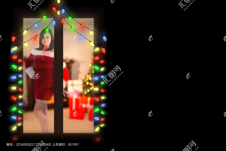 女人穿著圣誕裝的復(fù)合形象