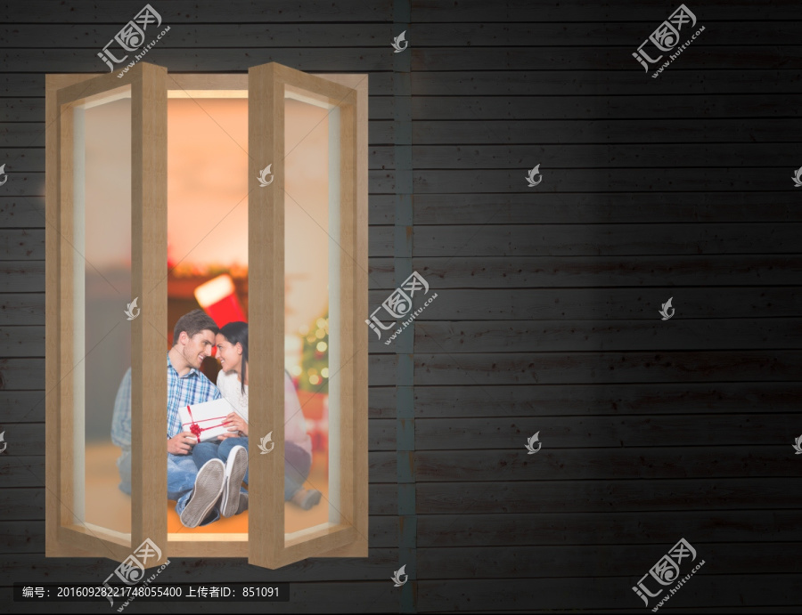年輕夫婦坐在地板上的復(fù)合形象