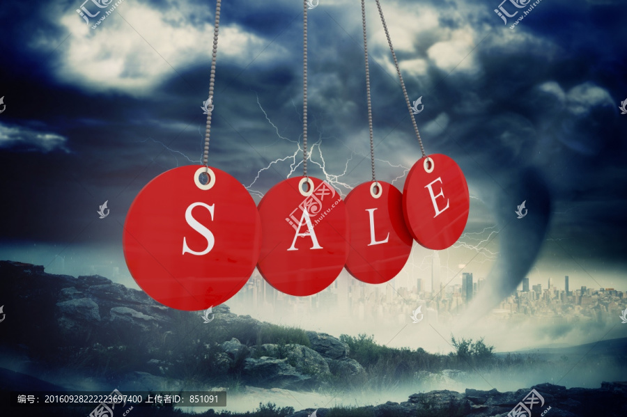 紅色銷售標(biāo)簽的復(fù)合圖像