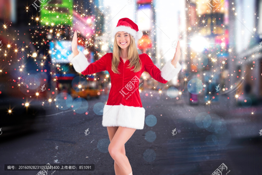 漂亮女人穿著圣誕裝的復(fù)合形象