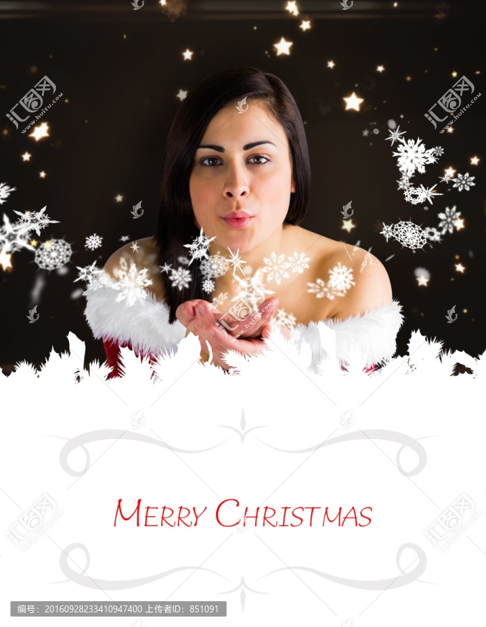 漂亮女人吹著雪花的復(fù)合形象