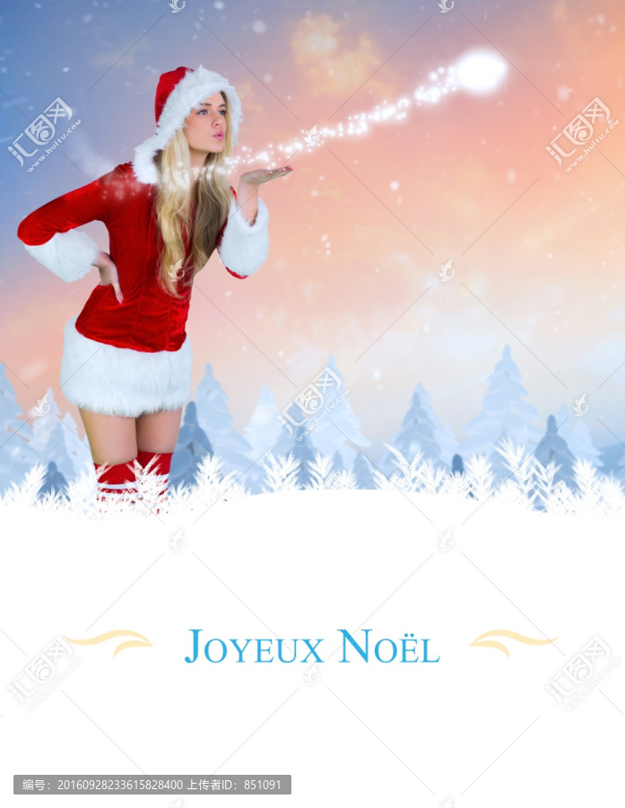 女人穿著圣誕裝的復(fù)合形象