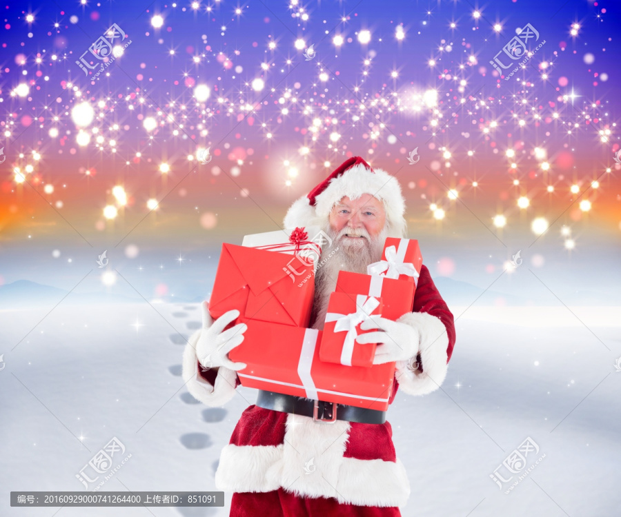 圣诞老人抱着礼物的复合形象