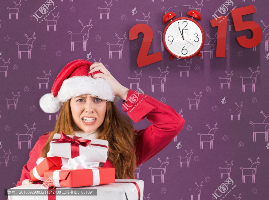 女人抱著一堆禮物的復合形象