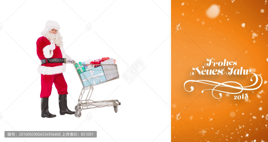 圣誕老人推著購(gòu)物車的復(fù)合形象