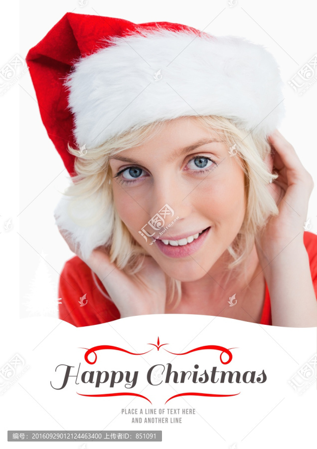 戴著圣誕帽的女人