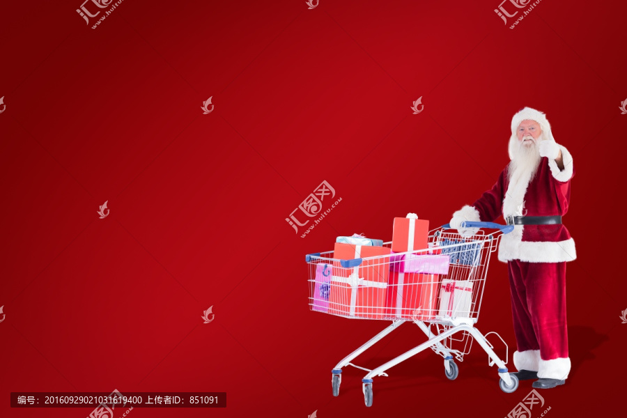 圣誕老人推著購(gòu)物車的復(fù)合形象