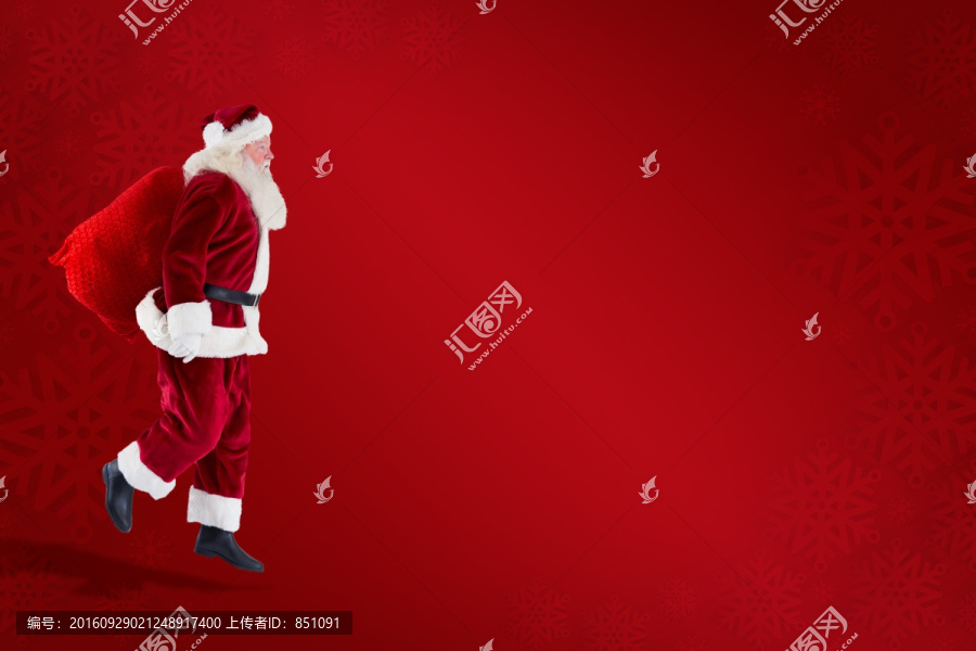 圣誕老人背著紅色袋子的復(fù)合形象