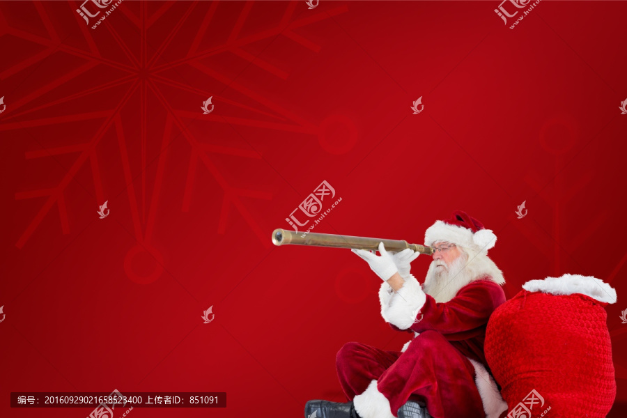 圣誕老人使用望遠(yuǎn)鏡的復(fù)合形象