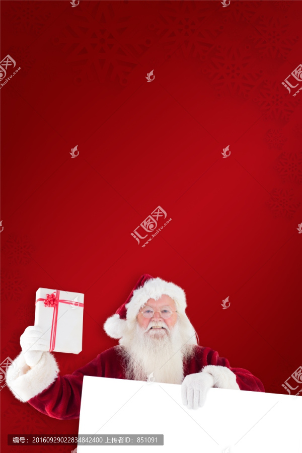 圣诞老人拿着礼物的复合形象